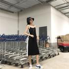 Spaghetti Strap Colored Panel Dress