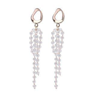 Faux Crystal Fringed Earring 925 Silver - White - One Size
