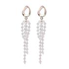 Faux Crystal Fringed Earring 925 Silver - White - One Size