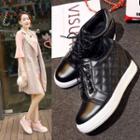 Hidden Wedge Quilted Lace Up High Top Shoes