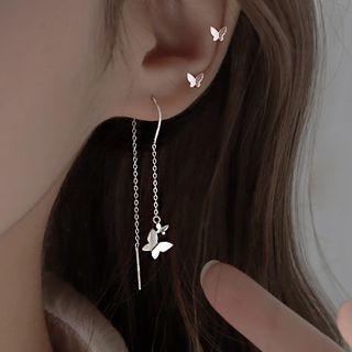 Butterfly Threader Earring 1 Pair - Silver - One Size