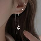 Butterfly Threader Earring 1 Pair - Silver - One Size