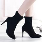 Faux Suede High-heel Short Boots