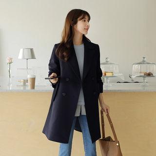 Double-breasted Pocket-detail Long Jacket