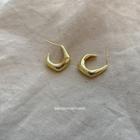 Polished Alloy Open Hoop Earring K32 - 1 Pair - Gold - One Size