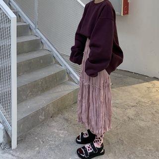Plain Long-sleeve Sweatshirt Purple - Sweatshirt - One Size