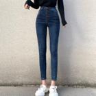 High-waist Slim-fit Jeans / High-waist Side-slit Jeans