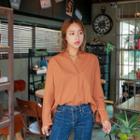 Half-placket Long-sleeve Cotton Shirt