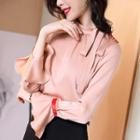 Flared-cuff Genuine Silk Blouse