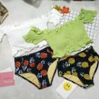Set: Short-sleeve Swim Top + Print Swim Shorts