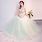 Short-sleeve Embroidery Cutout Back Wedding Dress