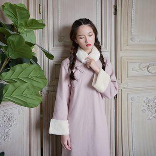 Long-sleeve Fleece-lined Qipao Dress