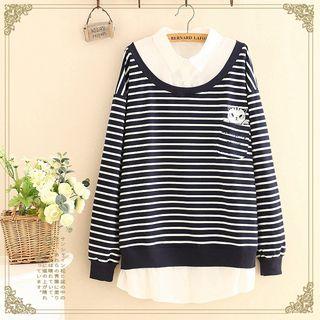 Striped Mock Two Piece Sweatshirt