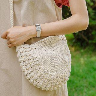 Zipped Crochet-knit Shoulder Bag