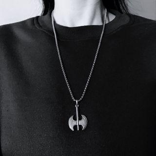 Axe Pendant Stainless Steel Necklace Silver - 60cm
