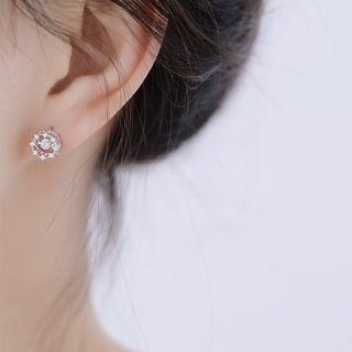 Rhinestone Stud Earring Silver - One Size