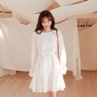 Tie-waist Frill-trim Lace Dress