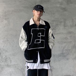 Two-tone Collared Embroidered Jacket