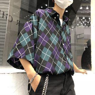 Argyle Elbow-sleeve Shirt