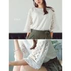 Lace-sleeve Cotton Top