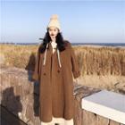 Drawstring Hoodie Dress / Double-breasted Coat