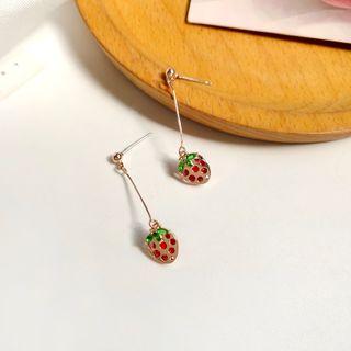 Strawberry Sterling Silver Drop Earring / Clip-on Earring