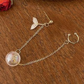 Mermaid Tail Faux Pearl Chain Alloy Earring 1 Pc - Gold - One Size