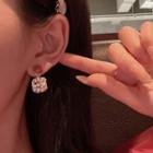 Faux Pearl Dangle Earring 1 Pair - Gold Plating - Silver Square - One Size