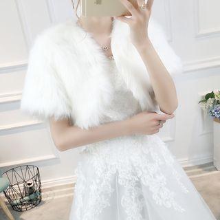 Faux-fur Cropped Bridal Jacket