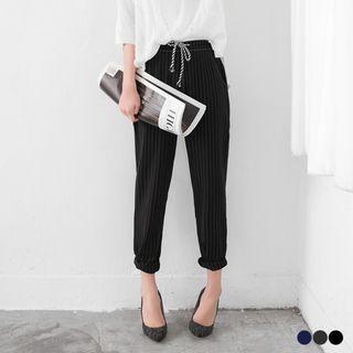 Drawstring Pinstripe Pants