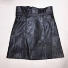Faux Leather Mini A-line Skirt Black - M