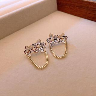 Flower Chain Alloy Earring 1 Pair - Gold - One Size