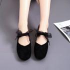 Bow-accent Faux Suede Ballerina Flats