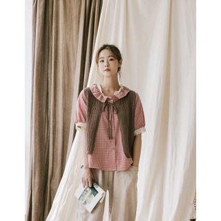 Tie-front Open-knit Vest