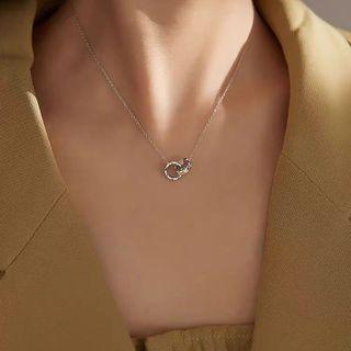 Interlocking Hoop Pendant Sterling Silver Necklace 1pc - Silver - One Size