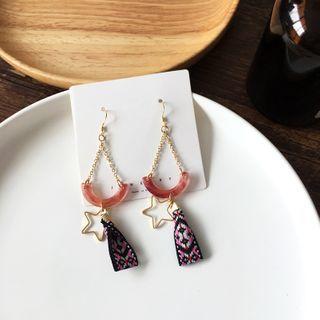Star Alloy Resin Dangle Earring 1 Pair - Stud Earrings - Pink & Gold - One Size
