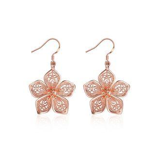 Elegant Fashion Plated Rose Gold Flower Pierced Earrings Rose Gold - One Size