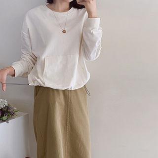 Round-neck Drawstring-waist Pullover
