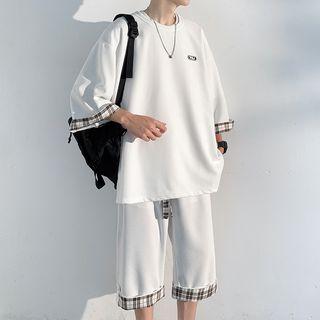 Set: 3/4-sleeve T-shirt + Cropped Straight Leg Pants