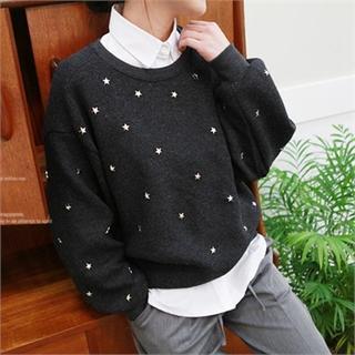 Drop-shoulder Studded Sweatshirt