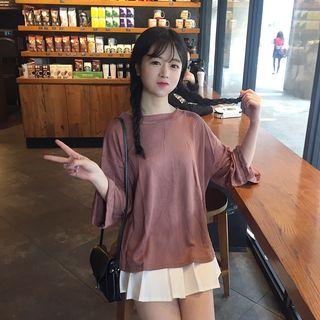 Plain Tie Back 3/4 Sleeve T-shirt