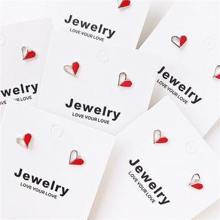 Cutout Heart Ear Stud 1 Pair - 925 Silver - One Size