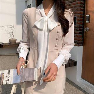 Tie-front Sheer Blouse White - One Size