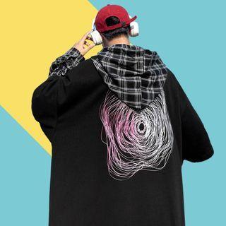 Couple Matching Mock Two-piece Plaid Print Hoodie