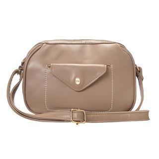 Faux-leather Crossbody Bag Light Brown - One Size