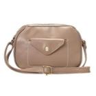 Faux-leather Crossbody Bag Light Brown - One Size