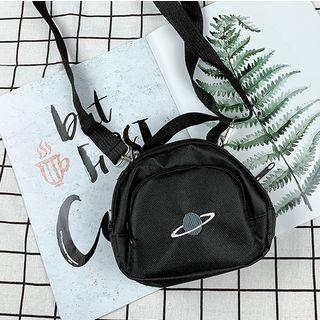 Planet Embroidered Canvas Crossbody Bag Planet - Black - One Size