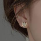 Heart Rhinestone Sterling Silver Earring 1 Pair - Blue & Gold - One Size