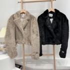 Notch Lapel Fluffy Cropped Jacket
