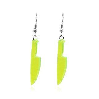 Knife Acrylic Dangle Earring 01 - 1 Pair - Neon Green - One Size